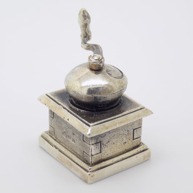 1970s Vintage Italian Handmade Genuine Silver Raspini Branded Grinder Dollhouse Miniature For Sale - Image 5 of 10