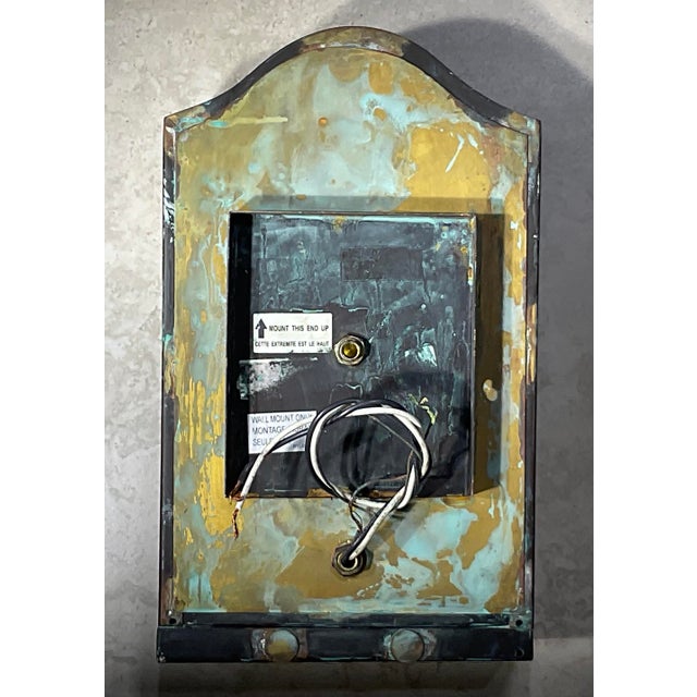 Single Small Vintage Brass Wall Lantern 7”x 3”x 12” High For Sale In Miami - Image 6 of 10