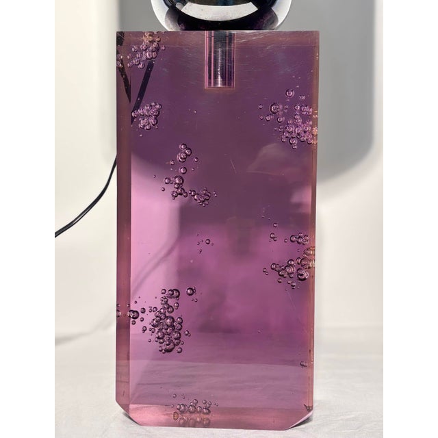 Amethyst Colored Acrylic and Chrome Table Lamp, Italy, 1970 For Sale - Image 17 of 18