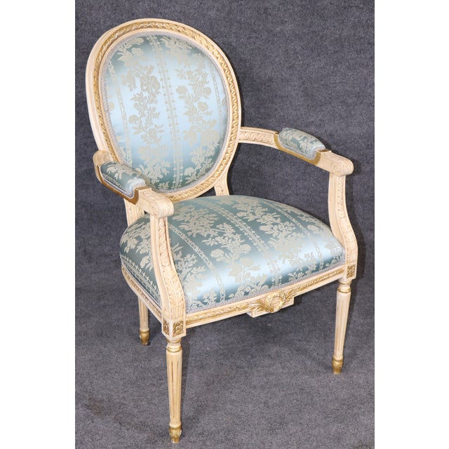 Wood Set 10 French Louis XVI Style Parcel Gilt Dining Chairs. For Sale - Image 7 of 16