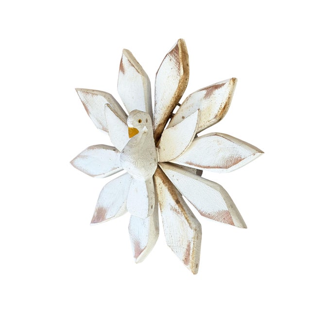 Religious Carved Wood Dove the Holy Spirit Wall Hanging Sculpture 7.5" H For Sale - Image 3 of 6