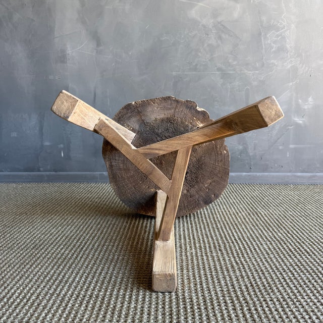 Wood Vintage Elm Wood Chop Block Table For Sale - Image 7 of 8