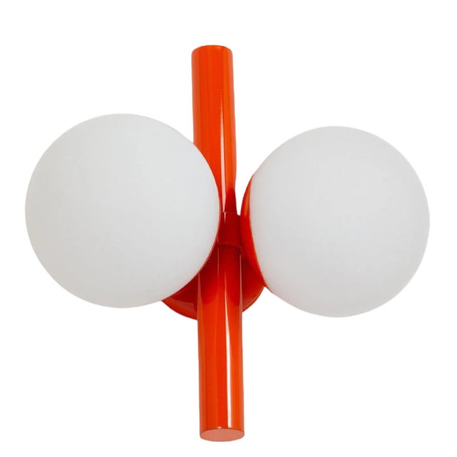 Mid-Century Orbital Wall Light in Orange attributed to Kaiser, Germany, 1970s For Sale