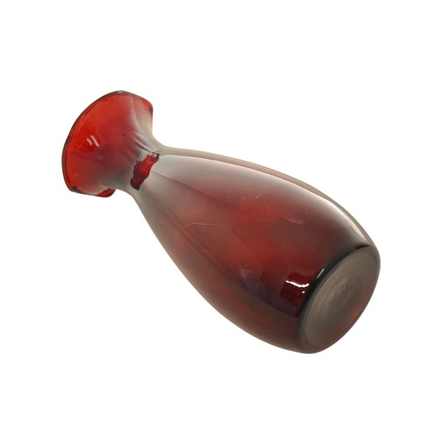 Traditional Red Ruby Glass Wave Rim Bud Vase For Sale - Image 3 of 4