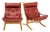 Pair of Ingmar Relling Leather “Siesta” Lounge Chairs, Red Leather For Sale