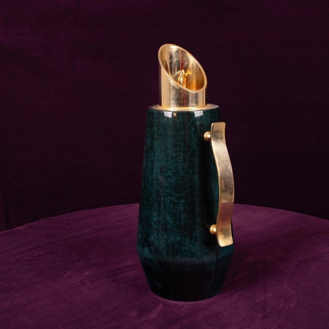 Mod. 1278D Blue Goatskin Parchment Thermos by Aldo Tura, Italy, 1950 For Sale - Image 11 of 17