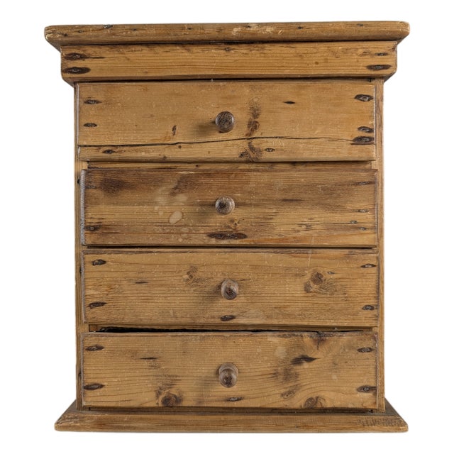 Small Rustic Primitive Natural Pine Apothecary Chest, 1940s For Sale