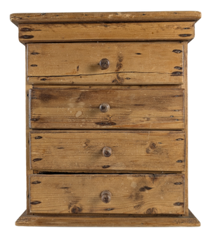Small Rustic Primitive Natural Pine Apothecary Chest, 1940s