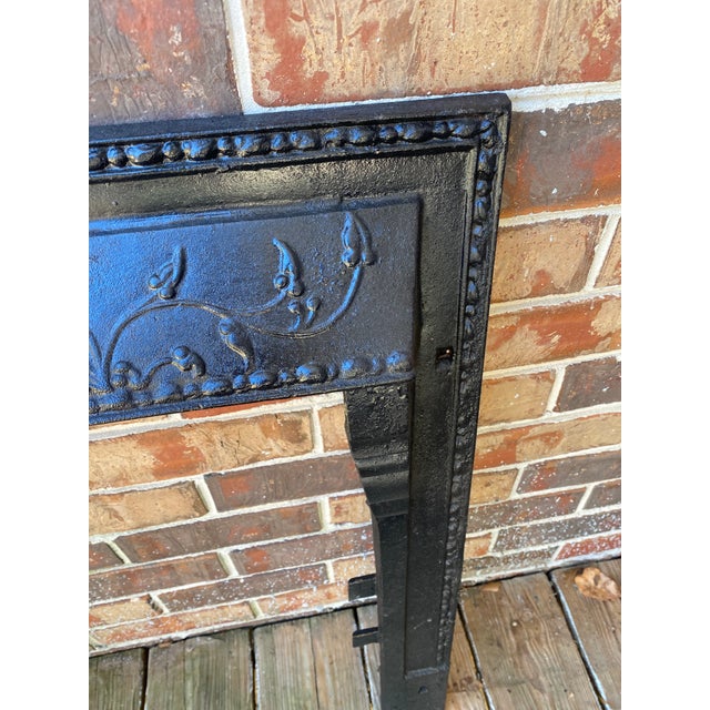 Antique Cast Iron Fleur De Lis Fireplace Surround For Sale - Image 4 of 15