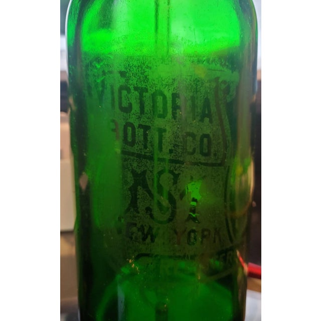 Antique Late 19th Century Victoria Bottle Company New York Soda Water Seltzer Water Bottle Green