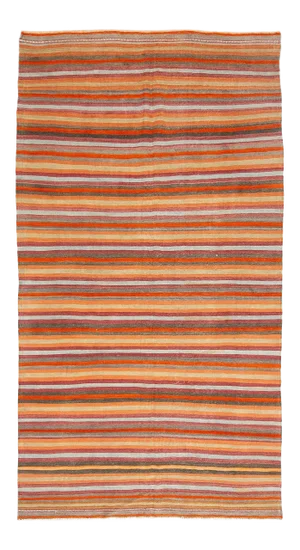 Vintage Colorful Purple and Orange Striped Kilim Rug