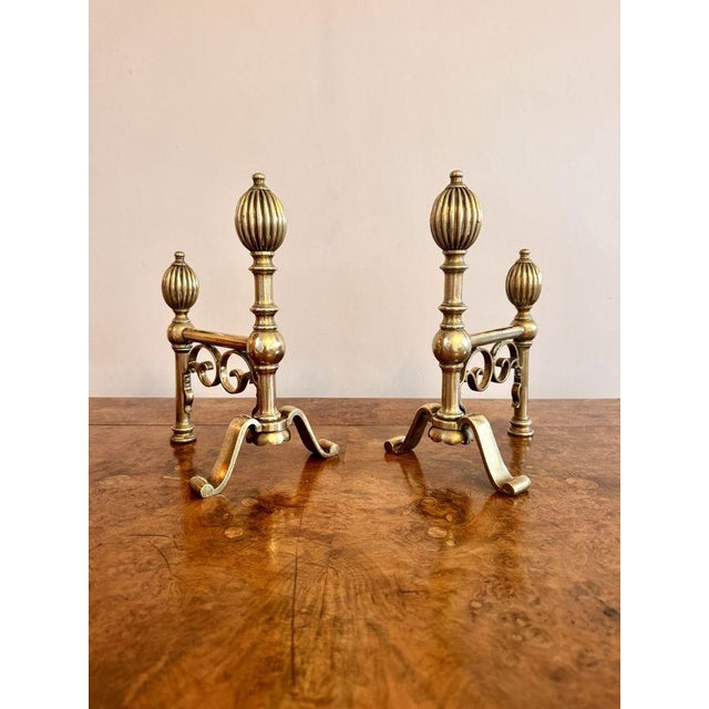 Antique Georgian Brass Fire Dogs, 1800, Set of 2 For Sale - Image 6 of 6