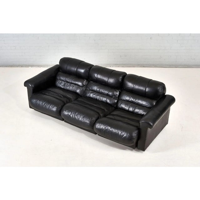 Animal Skin De Sede Black Leather Sofa, 1970 For Sale - Image 7 of 12