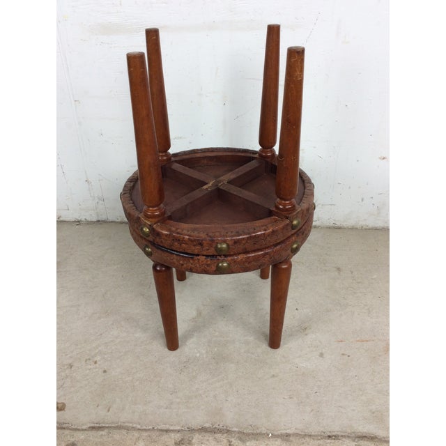 Mid Century Modern Embossed Leather and Teak Coffee Table and Matching Stools For Sale - Image 15 of 18