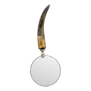Mid Century Silver and Stag Horn Magnifying Glass Glass For Sale