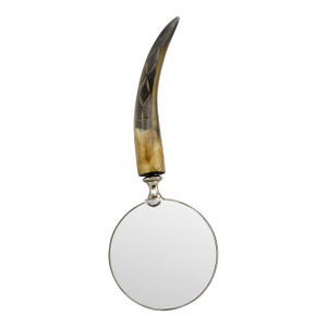 Mid Century Silver and Stag Horn Magnifying Glass Glass