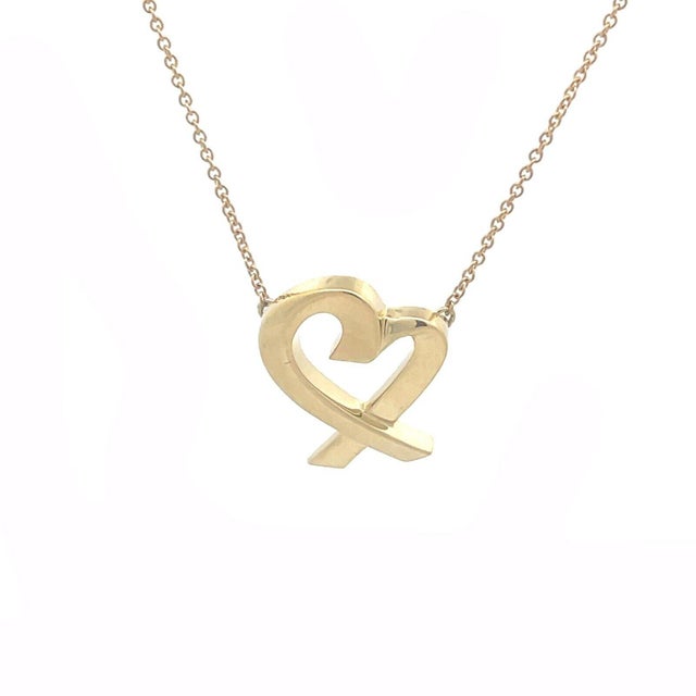 Late 20th Century Tiffany & Co. Picasso Gold Necklace Loving Heart 18k Yellow For Sale - Image 5 of 8