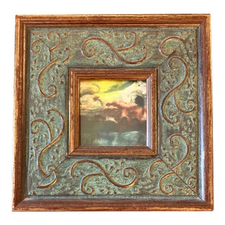 1970’s Original Abstract Miniature Painting Ornate Tabletop Frame For Sale