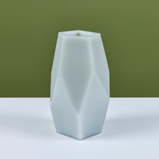 White Robert Kuo Gray Facet Vase For Sale - Image 8 of 12