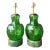 Vintage Hand Painted Malachite Plinth Glass Lamps - A Pair For Sale