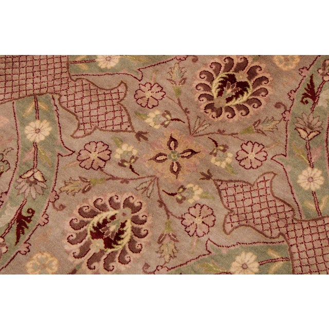Elegant Floral 1990's Pak-Persian Taupe/Green Wool Rug - 9'1'' X 12'4'' For Sale In New York - Image 6 of 9