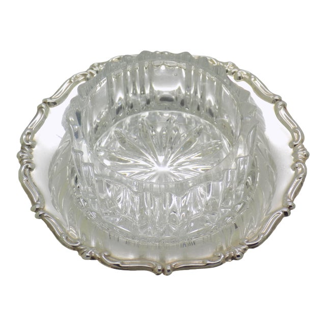 Vintage Italian Handmade Genuine Silver & Glass Salt / Pepper Cellar Table Decor For Sale