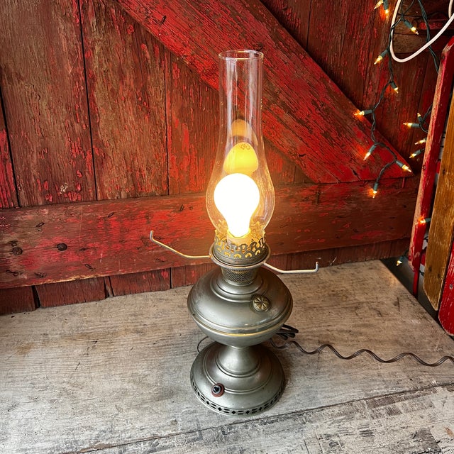 Vintage Aladdin Model No. 6 Electric Converted Oil Lamp With Clear Glass Chimney For Sale - Image 17 of 17
