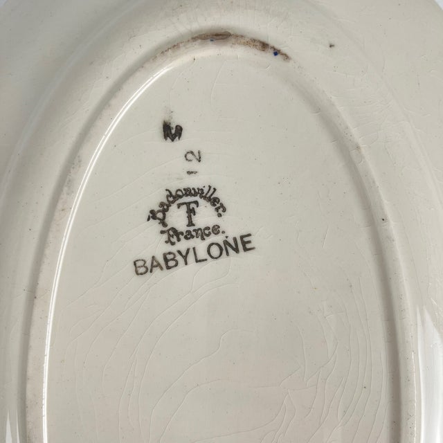 Antique Oval Babylone Platter from Badonviller, 1900s For Sale - Image 5 of 10