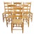 6 Antique Country Farmhouse Maple Ladderback Woven Rattan Dining Chairs For Sale