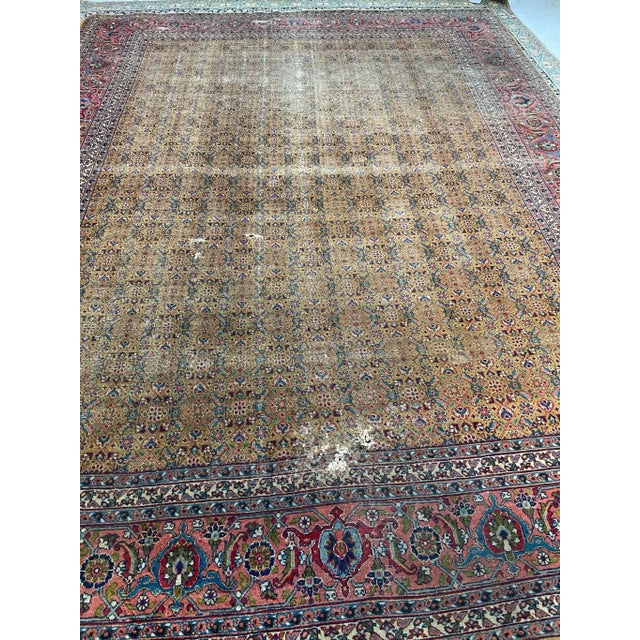 1930s Circa 1930's Rug with Mustard Saffron & Salmon Colors 9.3. X 12.3 For Sale - Image 5 of 13