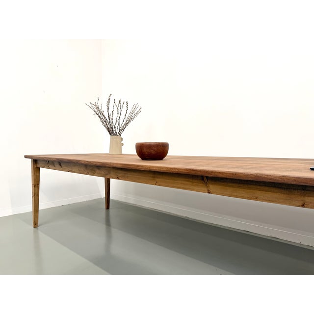 Wood Large Farmhouse Table in Chestnut, 1950s For Sale - Image 7 of 18