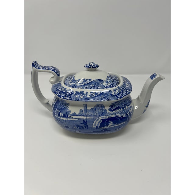 Ceramic Late 20th Century Spode “Italian” Blue & White Transferware Teapot For Sale - Image 7 of 11