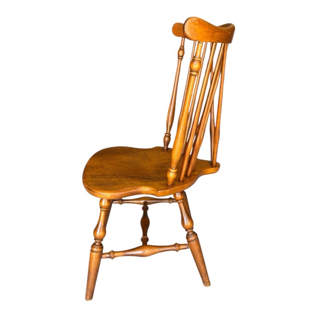 1970s Ethan Allen Nutmeg Maple Windsor Fiddleback Chairs. For Sale In Houston - Image 6 of 11