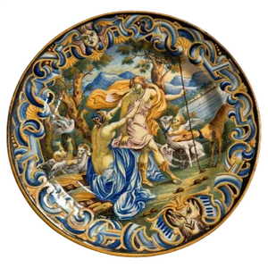 19th Century Italian Ceramics Plate with Mythological Scene