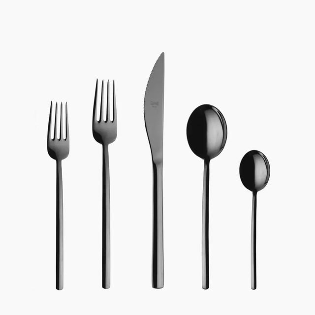 Contemporary Mepra Due 5-Piece Flatware Set, Oro Black For Sale - Image 3 of 3