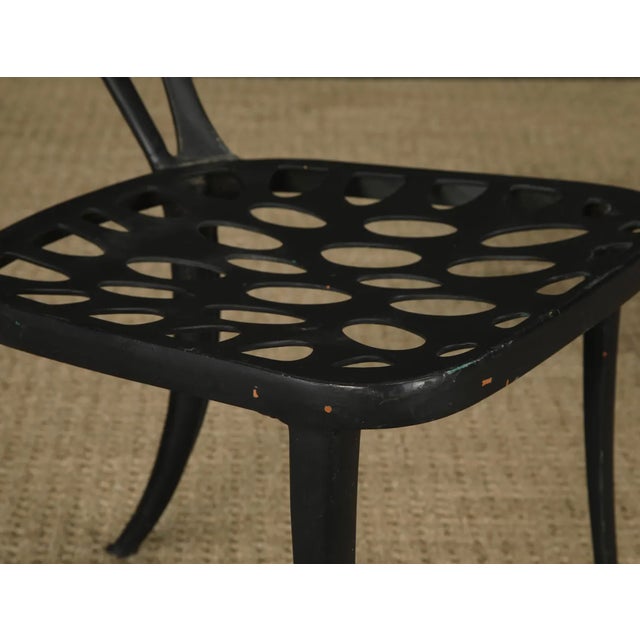 Metal Set of 8 Vintage Metal Café Chairs, Tolix Style Industrial Dining Chairs, French Bistro Patio Chairs, Black & Green Metal Chairs For Sale - Image 7 of 14