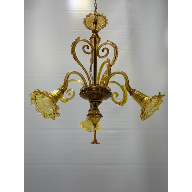 1930s Vintage Murano Glass Chandelier attributed to Galliano Ferro, Italy, 1930s For Sale - Image 5 of 10