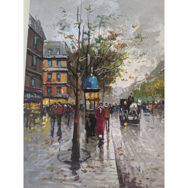 Late 20th Century Large Contemporary Impressionist Paris Street Scene Oil Painting on Canvas, Signed Colombo, 24" X 20" For Sale - Image 13 of 14