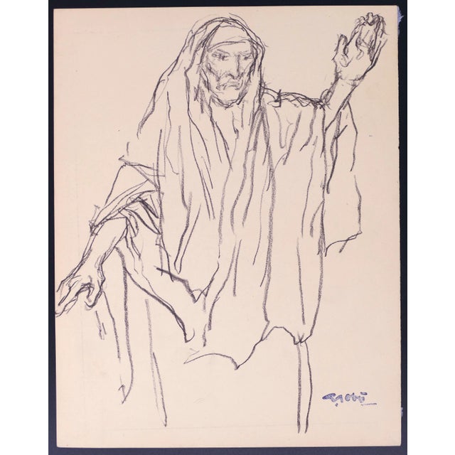 Homme Main Levée is an original charcoal drawing on thick sheet, realized at the beginning of the 19th Century by the...