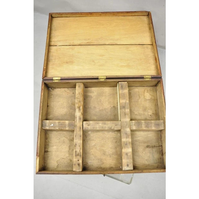 Antique American Primitive Wooden Distressed Paint Crafts Organizer Parts Box For Sale In Philadelphia - Image 6 of 12