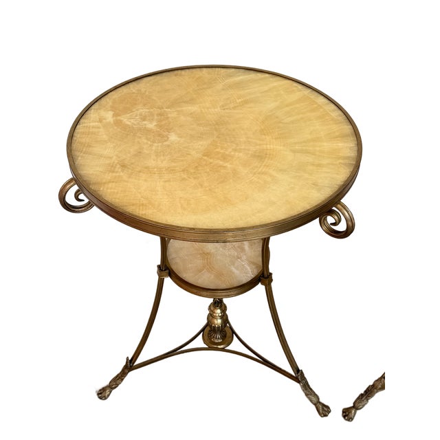 Louis XVI Directoire Style Gilt Metal & Honey Onyx Guéridon Side Tables - A Pair For Sale - Image 18 of 18