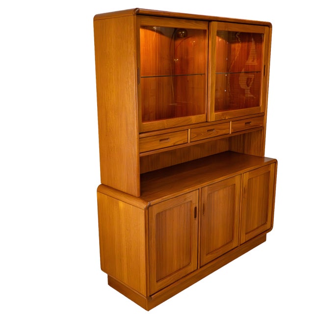 Brown Sun Cabinet Teak Hutch Display Cabinet Credenza Mid Century Modern Lighted For Sale - Image 8 of 16