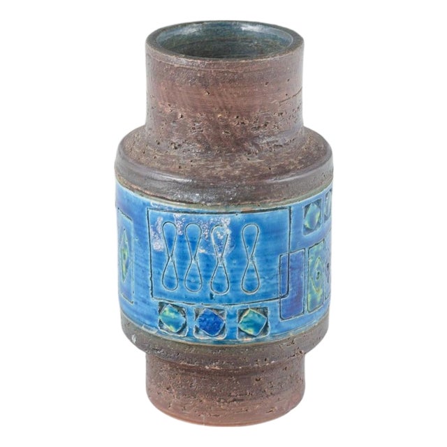 Ceramic Vase with Brown and Rimini Blu Glaze by Aldo Londi for Bitossi, 1970s For Sale