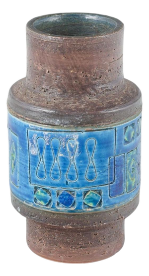 Ceramic Vase with Brown and Rimini Blu Glaze by Aldo Londi for Bitossi, 1970s