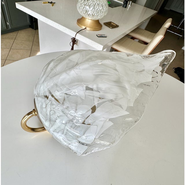 Pair of Mazzega Murano White and Clear Glass Leaf Wall Sconces For Sale - Image 11 of 18