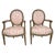 Early 20th Century Louis XVI Style Grey Painted Armchairs in Pink and White Ikat Upholstery - A Pair For Sale - Image 15 of 18