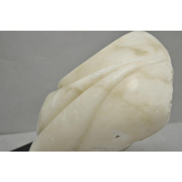 Vintage Modernist Abstract Carved Alabaster Marble Female Bust Figure Sculpture For Sale - Image 15 of 18