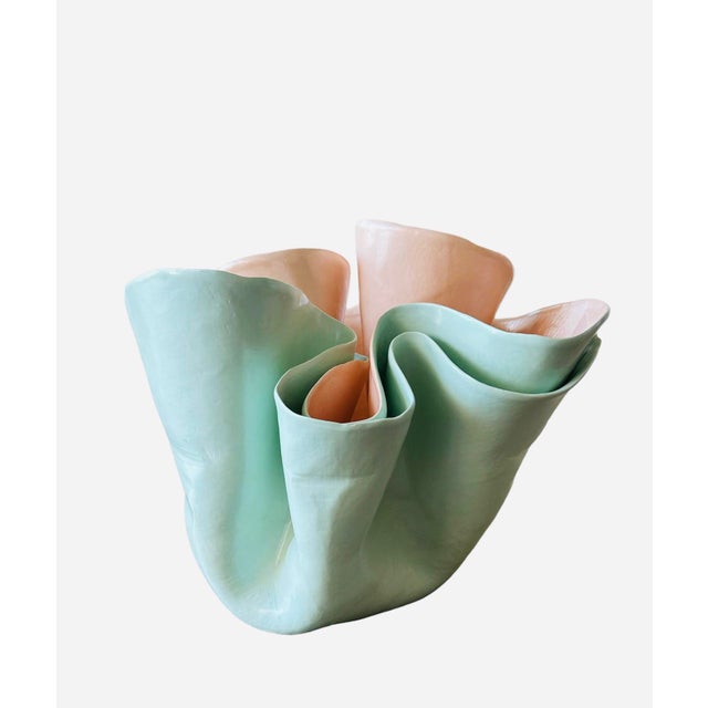 1980s Handmade Mid Century Modern Decorative Pottery Vase For Sale - Image 4 of 6