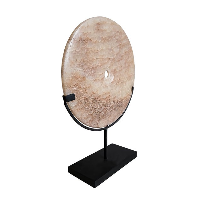 Contemporary Indonesian Stone Disk on Stand For Sale - Image 3 of 14