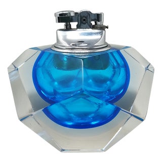 Vintage Table Blue Lighter in Murano Sommerso Glass by Flavio Poli for Seguso, 1960s For Sale